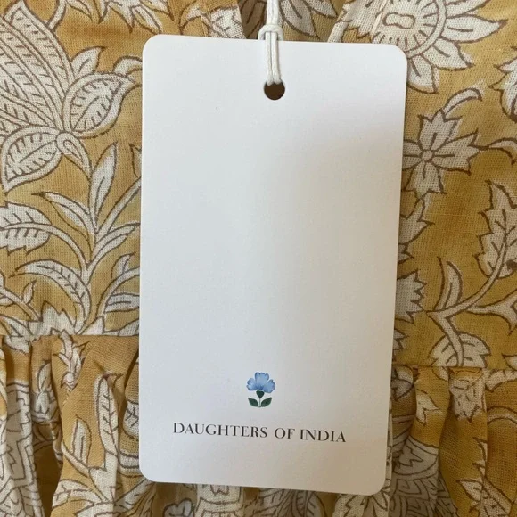 Daughters of India Mustard and Cream Floral Dress - Picture 2 of 5